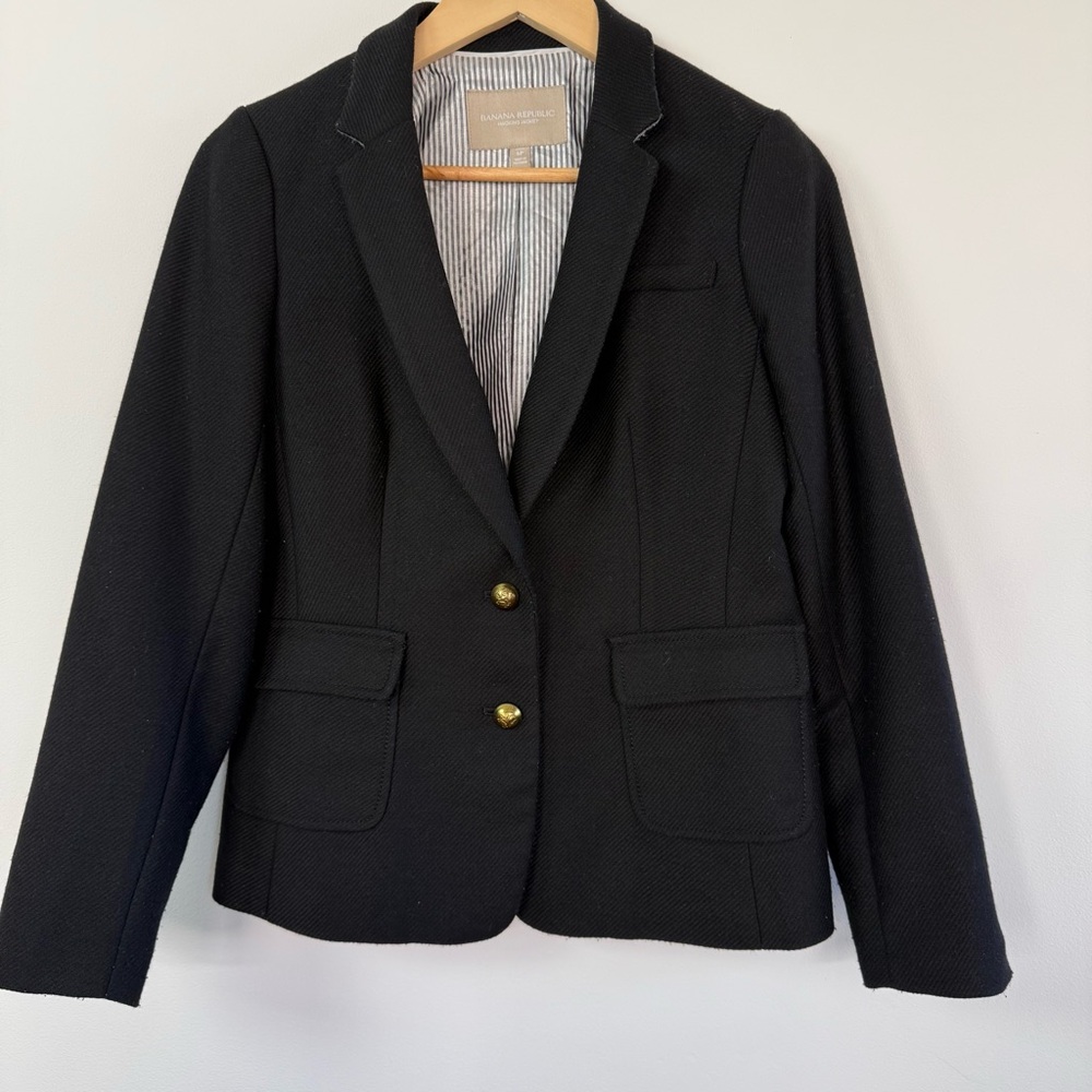 Banana Republic Blazer‎ Black Gold Buttons Size 6P - Picture 8 of 12